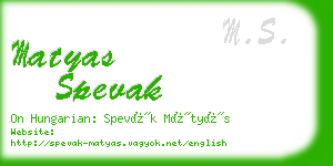 matyas spevak business card